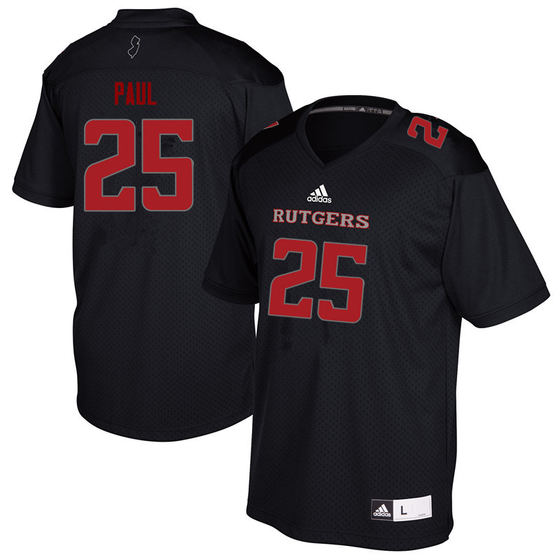 Men #25 Jarrett Paul Rutgers Scarlet Knights College Football Jerseys Sale-Black - Click Image to Close